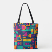 Abstracte neonkleuren en geometrische bohemen vorm tote bag (Achterkant)