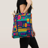 Abstracte neonkleuren en geometrische bohemen vorm tote bag (Dichtbij)