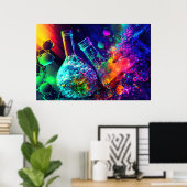 Abstracte neonkoeling in de kleurwetenschappen poster (Thuiskantoor)