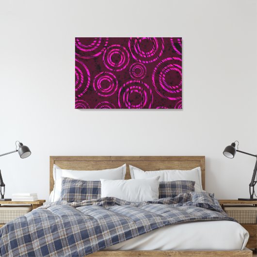 Abstracte neonroze cirkels door de tijd heen canvas afdruk (Insitu (Slaapkamer))