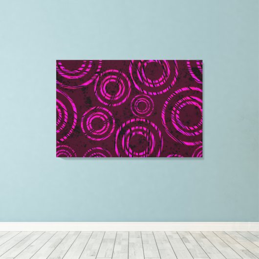 Abstracte neonroze cirkels door de tijd heen canvas afdruk (Insitu (Houten vloer))