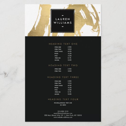 Abstracte nepgoudpenseelstreken op wit flyer (Voorkant)