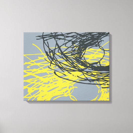 Abstracte nesten in grijs en geel canvas afdruk (Voorkant)
