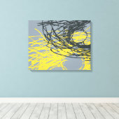 Abstracte nesten in grijs en geel canvas afdruk (Insitu (Houten vloer))