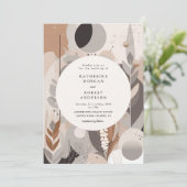 abstracte neutrale Boheemse bruiloft uitnodiging (Staand voorkant)