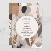 abstracte neutrale Boheemse bruiloft uitnodiging (Voorkant / Achterkant)