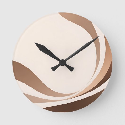 Abstracte Neutrale Golven Boho Aardtinten Ronde Klok (Voorkant)