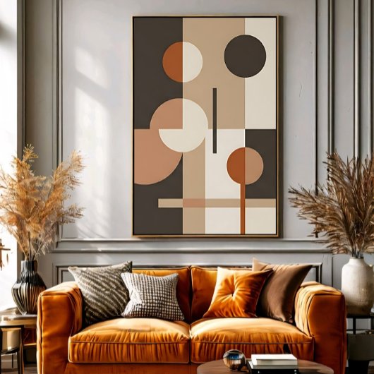 Abstracte neutrale tonen uit het midden van de eeu poster