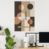 Abstracte neutrale tonen uit het midden van de eeu poster (Thuiskantoor)