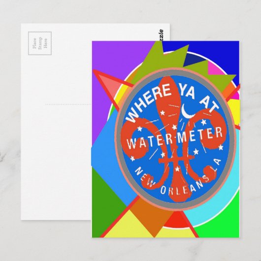 Abstracte New Orleans watermeter Briefkaart (Voorkant / Achterkant)
