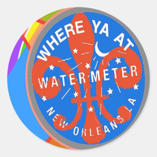 Abstracte New Orleans watermeter Ronde Sticker (Voorkant)