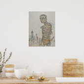 Abstracte New York City Impasto Figuur Poster (Keuken)