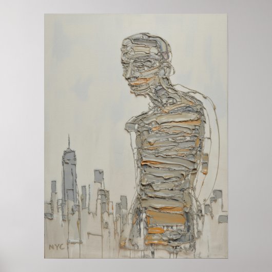 Abstracte New York City Impasto Figuur Poster (Voorkant)