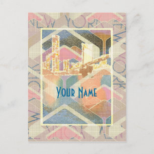Abstracte New York City Pastel Manhattan Bridge Briefkaart