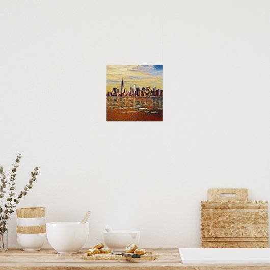 Abstracte New York Skyline Poster (Keuken)