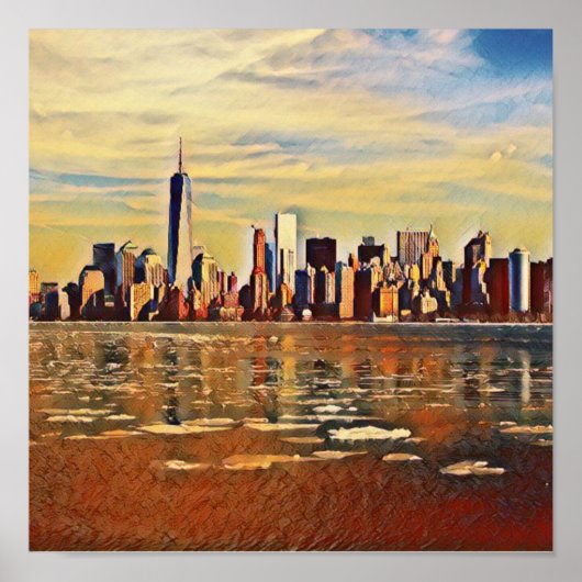 Abstracte New York Skyline Poster (Voorkant)