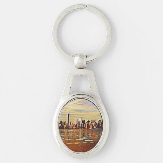 Abstracte New York Skyline Sleutelhanger (Voorkant)