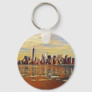 Abstracte New York Skyline Sleutelhanger