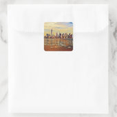 Abstracte New York Skyline Vierkante Sticker (Tas)