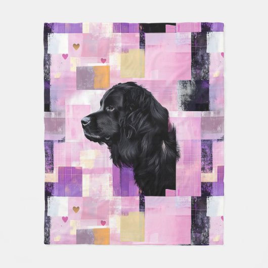 Abstracte Newfie Fleece Deken (Voorkant)