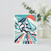 Abstracte Niseko Japan Hokkaido Skier Skiën Briefkaart (Staand voorkant)
