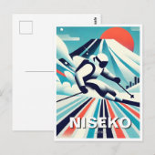 Abstracte Niseko Japan Hokkaido Skier Skiën Briefkaart (Voorkant / Achterkant)