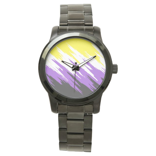 Abstracte Nonbinary Pride Vlag Horloge (Voorkant)