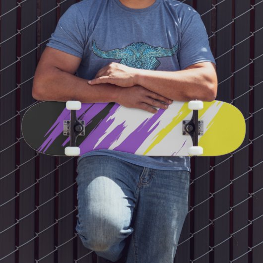 Abstracte Nonbinary Pride Vlag Persoonlijk Skateboard (Buiten 3)