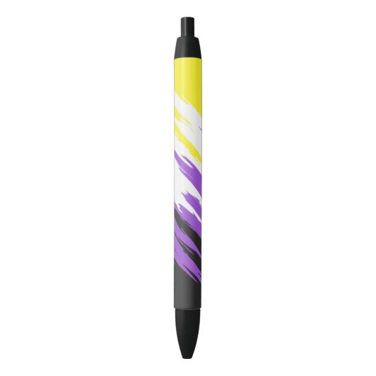 Abstracte Nonbinary Pride Vlag Zwarte Inkt Pen (Voorkant Verticaal)