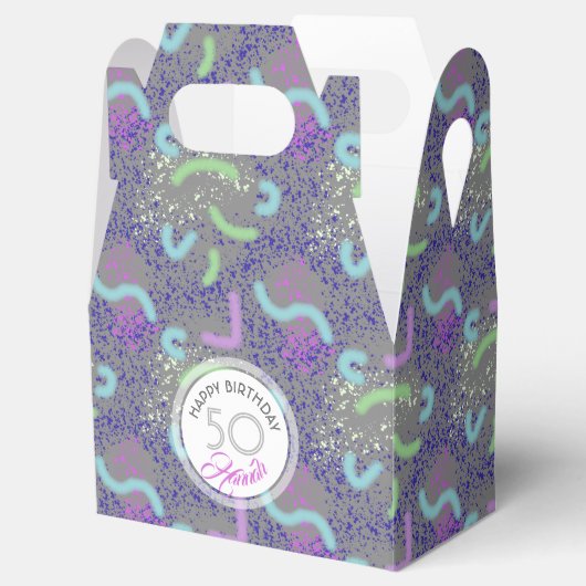 Abstracte Noodle-gepersonaliseerde 50e verjaardag Bedankdoosjes (Geopend)