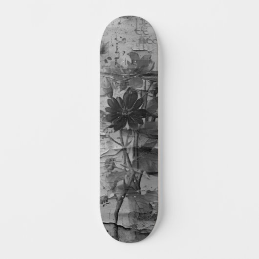 Abstracte noodlijdende grunge bloemendek Schaats Persoonlijk Skateboard (Voorkant)