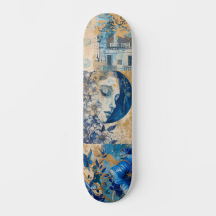 Abstracte noodlijdende Grunge Indigo Blue Schaats Persoonlijk Skateboard