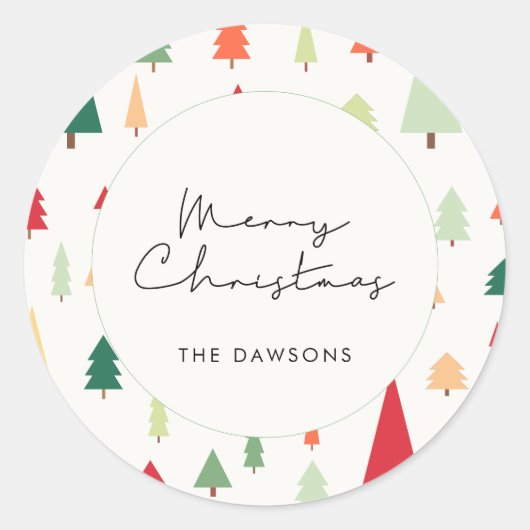 Abstracte Noordse kerstbomen Ronde Sticker (Voorkant)