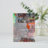 Abstracte nummers letters grunge collage briefkaart (Staand voorkant)