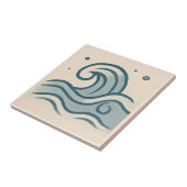 Abstracte oceaan golf minimalistische Tegel Tegeltje (Zijkant)