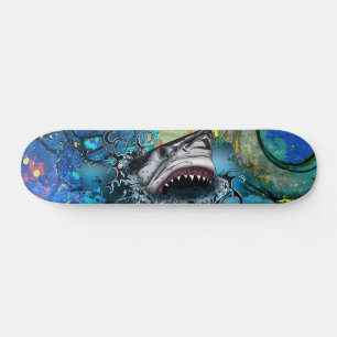 Abstracte Oceaan Haai Marmer Kunst Spetters Persoonlijk Skateboard