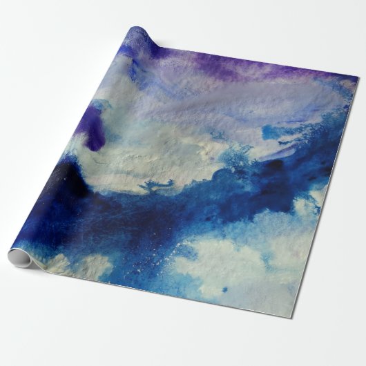 Abstracte oceaan kunst cadeaupapier (Uitgerold)