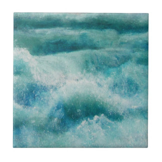 Abstracte oceaan met drijvende golven tegeltje