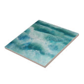 Abstracte oceaan met drijvende golven tegeltje (Zijkant)