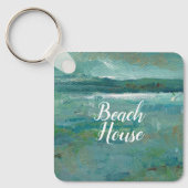 Abstracte oceaanbedekking kuststrand sleutelhanger (Voorkant)