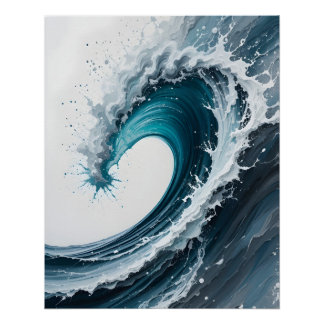 Abstracte oceaangolf perfect poster