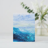Abstracte oceaangolf schilderen, zee golven briefkaart (Staand voorkant)