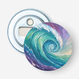 Abstracte Oceaangolfspiraal Button Flesopener