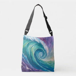 Abstracte Oceaangolfspiraal Crossbody Tas