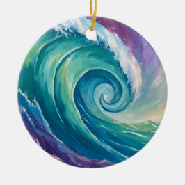 Abstracte Oceaangolfspiraal Keramisch Ornament