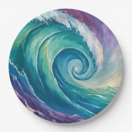 Abstracte Oceaangolfspiraal Papieren Bordje