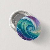 Abstracte Oceaangolfspiraal Ronde Button 3,2 Cm (Voorkant /achterkant)