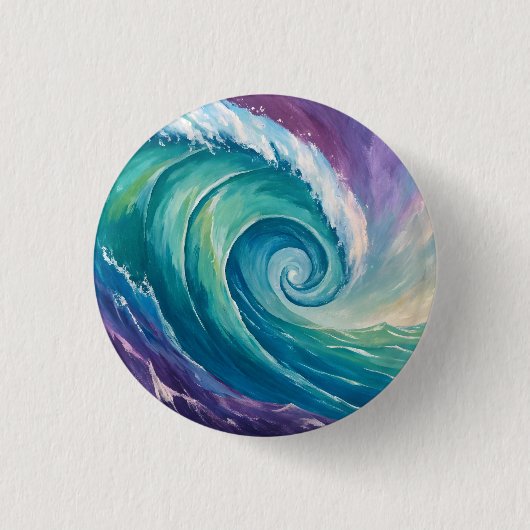 Abstracte Oceaangolfspiraal Ronde Button 3,2 Cm (Voorkant)