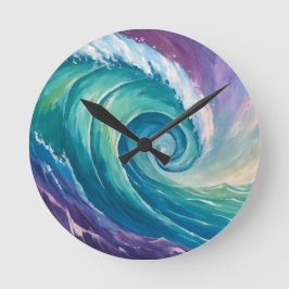 Abstracte Oceaangolfspiraal Ronde Klok