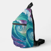 Abstracte Oceaangolfspiraal Sling Bag (Rechterhoek)